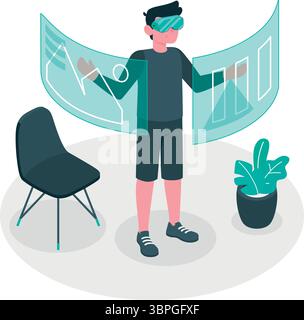 concetto-illustrazione-realtà-virtuale Illustrazione Vettoriale