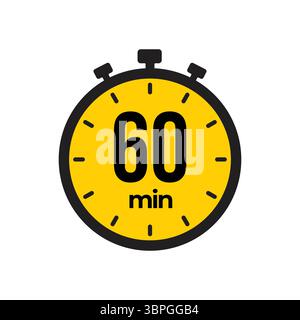 Cronometro da 60 minuti con indicatore di tempo in bianco e nero Illustrazione Vettoriale