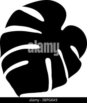 Vector audace silhouette esotica nera la foglia estiva Monstera Deliciosa cattura l'essenza della flora tropicale con le sue iconiche fenestrazioni Illustrazione Vettoriale