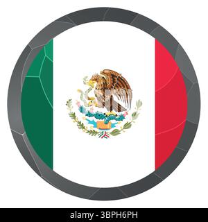 Pallina leggera in vetro con bandiera del Messico. Sfera rotonda, icona modello. Simbolo nazionale delle isole messicane. Sfera realistica lucida, vettore astratto 3D. Illustrazione Vettoriale