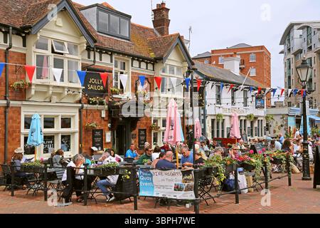 Jolly Sailor e Lord Nelson, The Quay, Poole, Dorset, Inghilterra, gran Bretagna, Regno Unito, Regno Unito, Europa Foto Stock