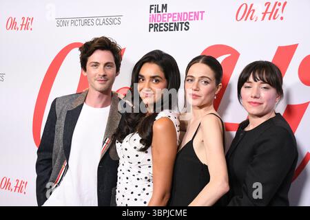 Los Angeles, California, USA 8 luglio 2025 (L-R) l'attore Logan Lerman, l'attrice Geraldine Viswanathan, l'attrice/produttrice Molly Gordon e la regista/scrittrice Sohie Brooks partecipano alla proiezione speciale di Los Angeles presentata da Sony Pictures Classics l'8 luglio 2025 all'AMC The Grove di Los Angeles, California, USA. Foto di Barry King/Alamy Live News Foto Stock
