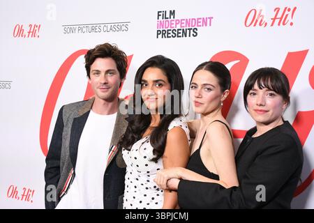 Los Angeles, California, USA 8 luglio 2025 (L-R) l'attore Logan Lerman, l'attrice Geraldine Viswanathan, l'attrice/produttrice Molly Gordon e la regista/scrittrice Sohie Brooks partecipano alla proiezione speciale di Los Angeles presentata da Sony Pictures Classics l'8 luglio 2025 all'AMC The Grove di Los Angeles, California, USA. Foto di Barry King/Alamy Live News Foto Stock