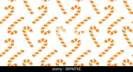 Candy Cane a righe in Halloween Orange Palette senza cuciture Halloween Sweets Banner Format Fond. Immagini vettoriali isolate temi carte invito in background o banner, opuscoli, etichette, etichetta prezzo Illustrazione Vettoriale