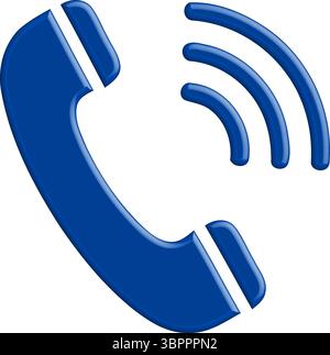 Icona blu del telefono che squilla - simbolo di comunicazione e chiamata Illustrazione Vettoriale