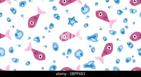 Motivo a bolla di pesce rosa senza cuciture Illustrazione Vettoriale