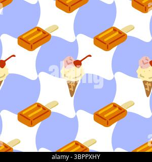 Ice Cream Seamless Summer Pattern Illustrazione Vettoriale