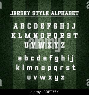 Risorsa creativa Vector con alfabeto in stile Jersey e font design ispirato allo sport Illustrazione Vettoriale
