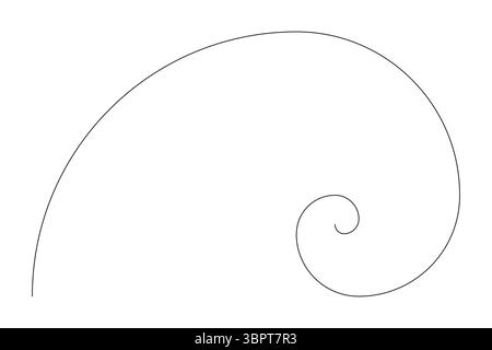 Modello a spirale con rapporto dorato. Logo geometrico a spirale vettoriale. Illustrazione Vettoriale