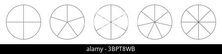 Icona della sezione del segmento. Modello grafico a torta. Linea grafica sezione circolare art. 4,5,6,7,8 infografica segmento. Parti circolari dello schema. Elemento geometrico. Illustrazione Vettoriale