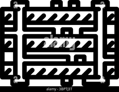 illustrazione vettoriale dell'icona della linea dello stack di livelli pcb ingranditi Illustrazione Vettoriale