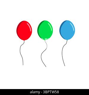 Illustrazione di un palloncino natalizio. Elemento per festeggiare la festa. Bollature a colori brillanti. Giocattoli vettoriali volanti. Illustrazione Vettoriale