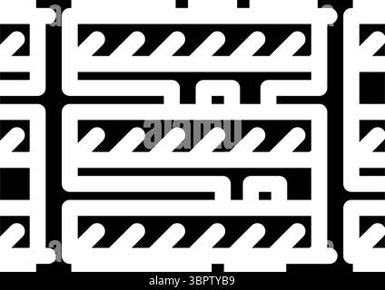illustrazione vettoriale dell'icona dei glifi sovrapposti di livelli pcb ingranditi Illustrazione Vettoriale