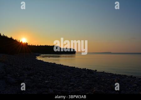 Tramonto nel parco nazionale della penisola di Bruce, Ontario, Canada Foto Stock