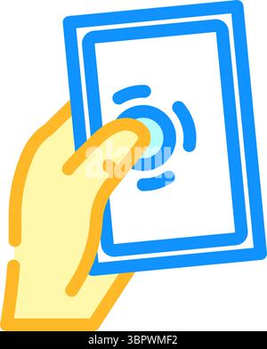 illustrazione vettoriale dell'icona del colore di funzionamento con una mano Illustrazione Vettoriale