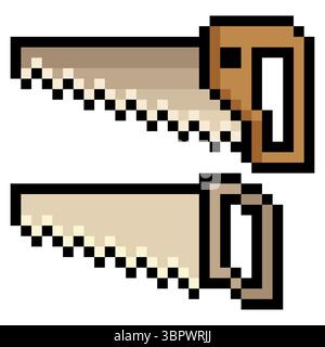 Sega a mano in pixel art Illustrazione Vettoriale