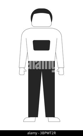 Uomo senza volto in piedi in un abito casual 2D line character Illustrazione Vettoriale