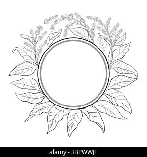 Telaio rotondo profilo ramo Amaranth. Illustrazione Vettoriale