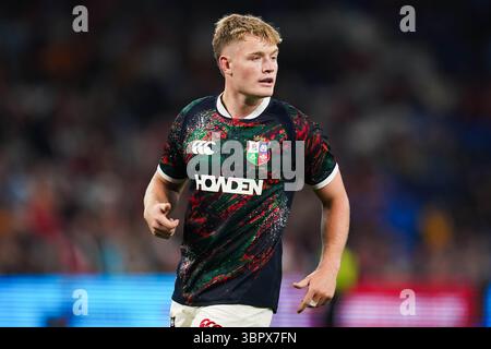 Fin Smith dei British and Irish Lions durante la partita del Qatar Airways Lions Tour all'Allianz Stadium di Sydney, Australia. Data foto: Sabato 5 luglio 2025. Foto Stock