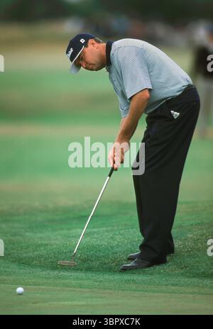 010722/ROYAL LYTHAM ST. ANNES, BLACKPOOL, UK/PHOTO MARK NEWCOMBE/THE OPEN CHAMPIONSHIP DAVIS LOVE III OPEN 2001 ROYAL LYTHAM ST. ANNES GOLF CLUB, BLACKPOOL, LANCASHIRE, Regno Unito LUGLIO 2001 foto: Mark Newcombe / Visions in Golf il 2001 Open Championship, la 130a edizione del maggiore maggiore del golf, si è tenuto dal 19 luglio al 22 luglio 2001 al Royal Lytham & St Annes Golf Club di Lytham St Annes, Inghilterra. Foto Stock