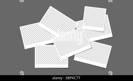 Polaroid incornicia modelli di foto realistici con ombre. collage, modelli di collage, collage di compleanno, collage art Illustrazione Vettoriale