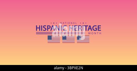 Audace celebrazione del mese dell'Hispanic Heritage con bandiere e stelle Illustrazione Vettoriale