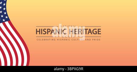 Audace celebrazione del mese dell'Hispanic Heritage con bandiere e stelle Illustrazione Vettoriale