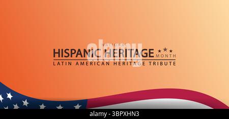 Audace celebrazione del mese dell'Hispanic Heritage con bandiere e stelle Illustrazione Vettoriale