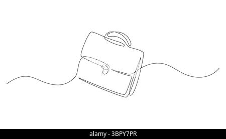 Un disegno in linea della valigetta o della borsa da lavoro. Design minimalista e pulito. Vettore line art continuo per ufficio, lavoro, icona aziendale. Modificabile e isol Illustrazione Vettoriale
