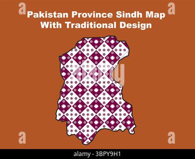 Disegno della linea di disegno della mappa vettoriale Sindh Illustrazione Vettoriale