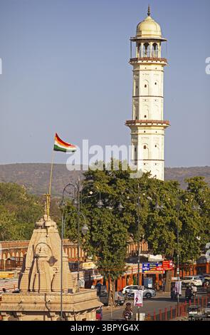 Iswari Minar Swarga Sal o Minareto Heaven Piercing nella città vecchia, Jaipur, Rajasthan, India Foto Stock