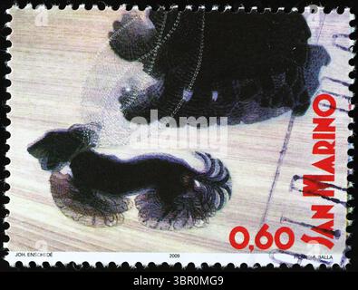 Futurismo italiano, "dinamismo di un cane al guinzaglio" di Giacomo balla sul francobollo Foto Stock