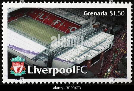 Stadium of Liverpool Football Club con francobollo Foto Stock