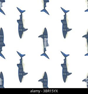 motivo senza cuciture con squalo balena Foto Stock