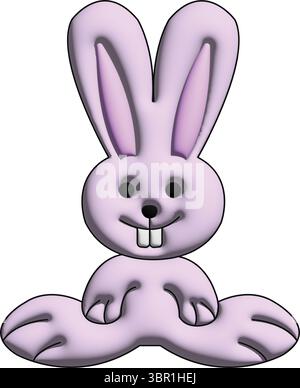 icona di coniglio astratto 3d da stampare sugli adesivi Illustrazione Vettoriale