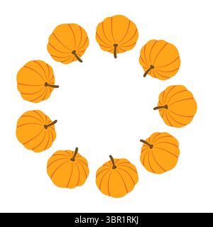 Telaio piatto autunnale con zucca arancione Illustrazione Vettoriale