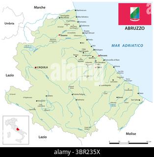 Mappa della regione Abruzzo dell'Italia meridionale Foto Stock