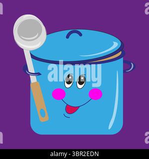 Figura dell'icona Pot. Simbolo del divertimento della cucina. Forma di vaso viola. Illustrazione vettoriale. Illustrazione Vettoriale