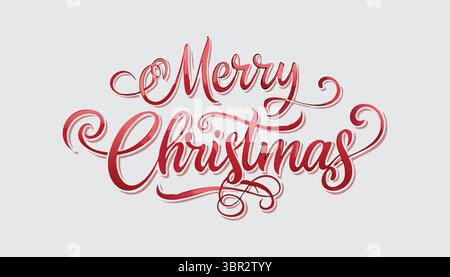 "Elegant Red "Merry Christmas" tipografia con lettere a mano" Illustrazione Vettoriale