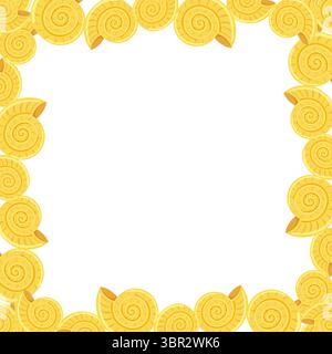 Telaio quadrato con gusci a spirale gialli Illustrazione Vettoriale