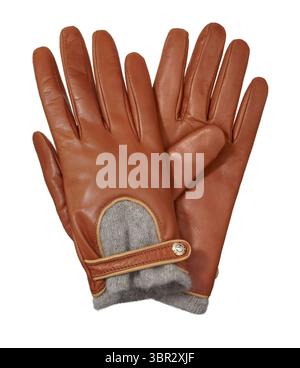 guanti su sfondo bianco Foto Stock