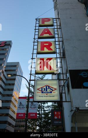 Un cartello per una parata nel centro di Vancouver, British Columbia. Foto Stock