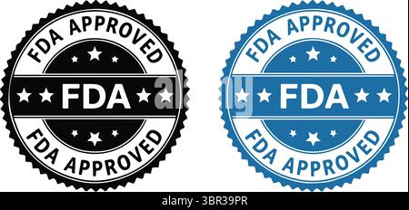 Sigilli approvati dalla FDA in nero e verde, isolati in bianco Illustrazione Vettoriale