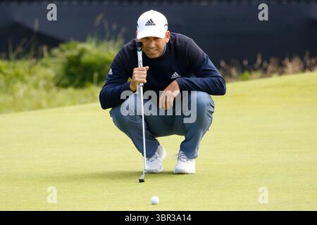 Sergio Garcia in azione il 3° giorno il 148° Open Championship 2019 si è svolto dal 18 al 21 luglio 2019 al Royal Portrush Golf Club nella contea di Antrim, Irlanda del Nord. Questo segnò il ritorno del torneo in Irlanda del Nord per la prima volta dal 1951. L'evento è stato notevole non solo per la vittoria di Lowry, ma anche per l'entusiasta sostegno della folla locale, celebrando il successo di un campione locale sul suolo irlandese. Foto Stock