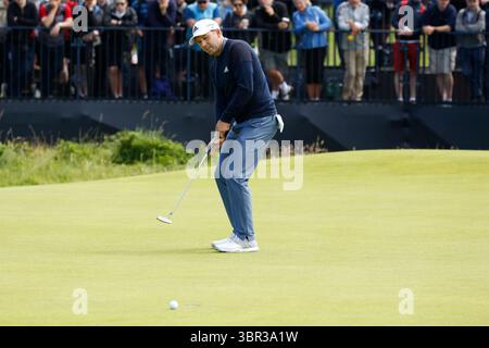 Sergio Garcia in azione il 3° giorno il 148° Open Championship 2019 si è svolto dal 18 al 21 luglio 2019 al Royal Portrush Golf Club nella contea di Antrim, Irlanda del Nord. Questo segnò il ritorno del torneo in Irlanda del Nord per la prima volta dal 1951. L'evento è stato notevole non solo per la vittoria di Lowry, ma anche per l'entusiasta sostegno della folla locale, celebrando il successo di un campione locale sul suolo irlandese. Foto Stock