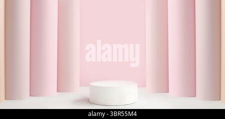 Fase premium per la presentazione di prodotti e concept aziendali, modello per il design. Estetica moderna e minimalista. Bella composizione con podio vuoto per Foto Stock