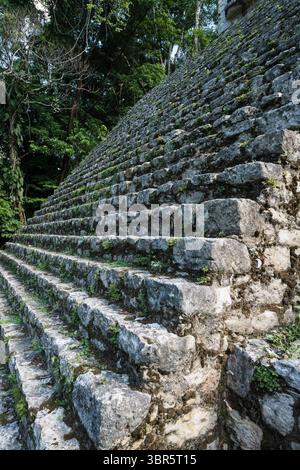 28 luglio 2018, rovine di Bonampak, Chiapas, Messico: Scalinate molto ripide alle rovine della città maya di Bonampak nel Chiapas, Messico. (Immagine di credito: © Jon G. Fuller/VW Pics tramite filo ZUMA) Foto Stock
