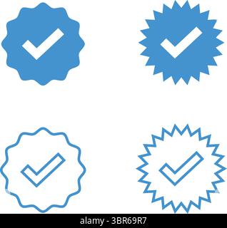 Icona blu dell'account di social media verificato | firma del profilo approvato Illustrazione Vettoriale