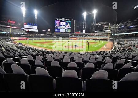 6 agosto 2020: Gli Atlanta Braves giocano contro i Toronto Blue Jays in una partita della MLB al Truist Park di Atlanta, Georgia. Austin McAfee/CSM(immagine di credito: &Copy; Austin McAfee/CSM tramite cavo ZUMA) Foto Stock