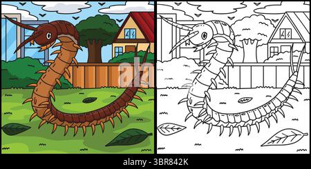 Illustrazione colorata animale del centopiedi degli insetti Illustrazione Vettoriale